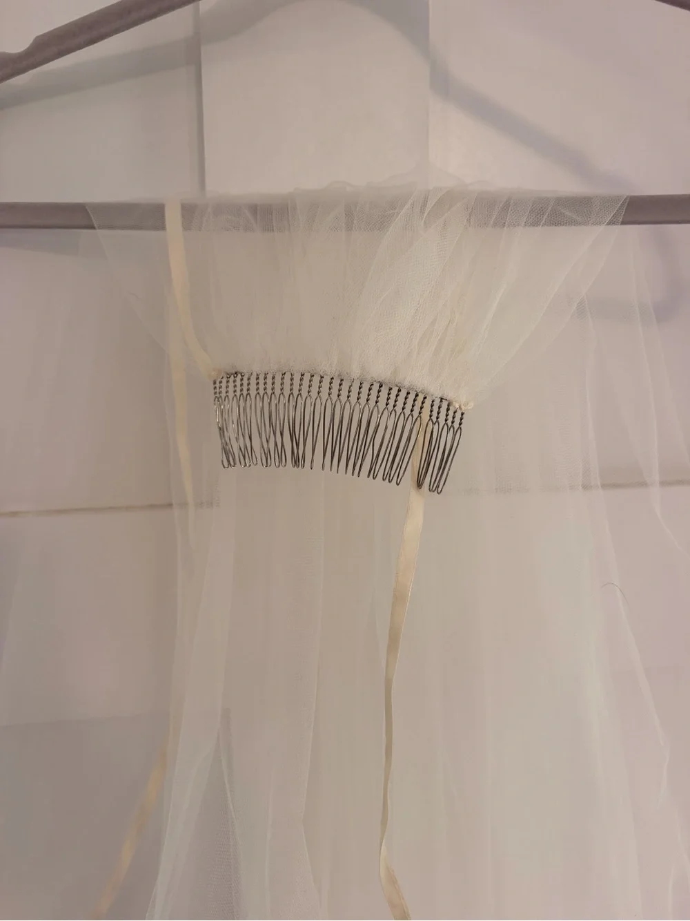 Sheer Cream Bridal Veil with Cascading Layers